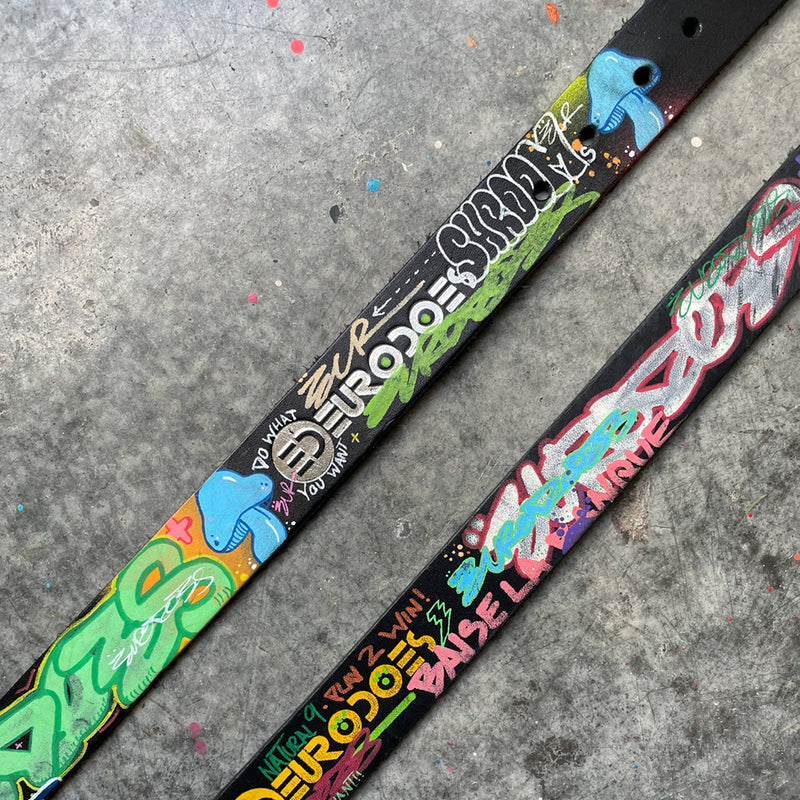 Custom EURODOES painted graffiti belt fashion