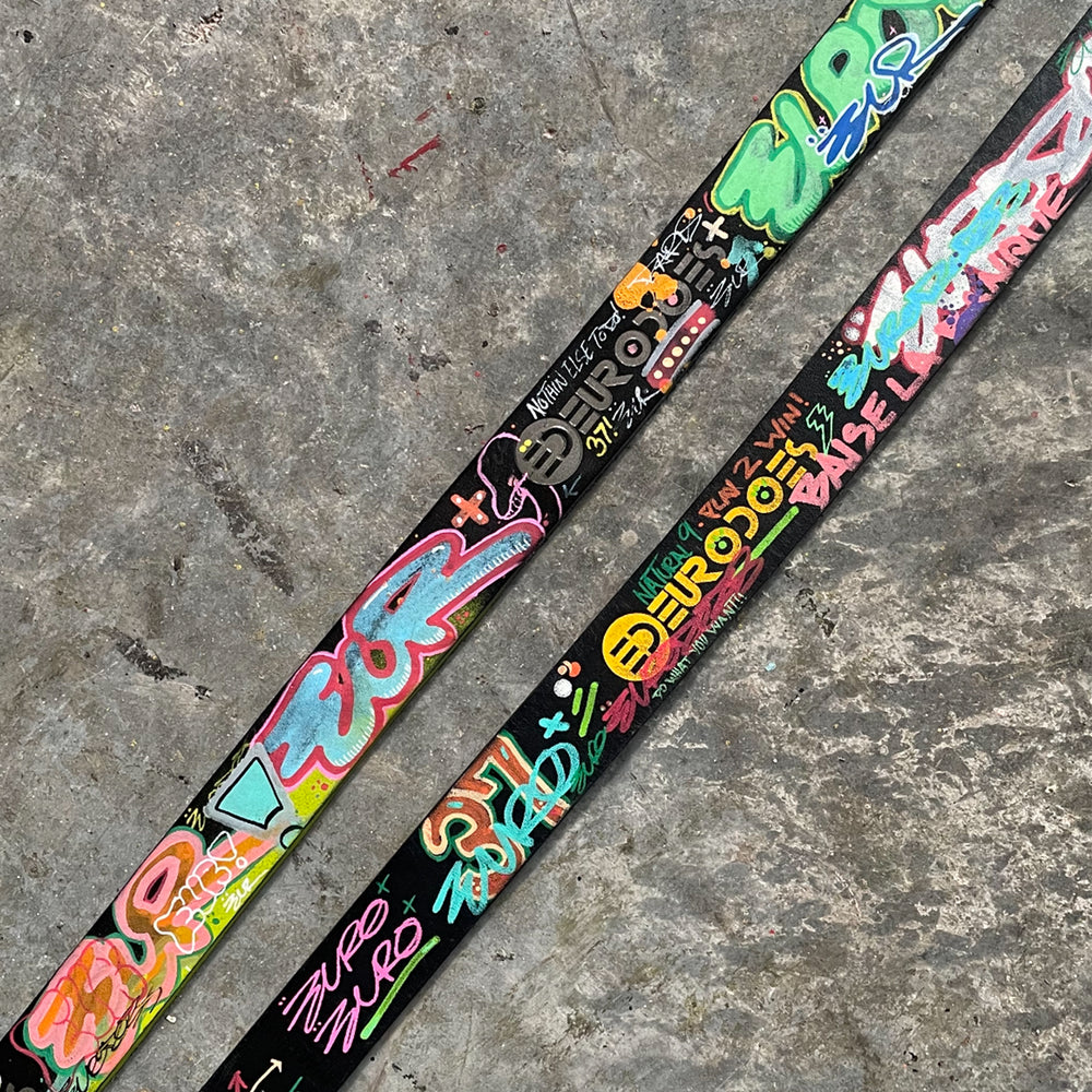 Custom EURODOES painted graffiti belt fashion